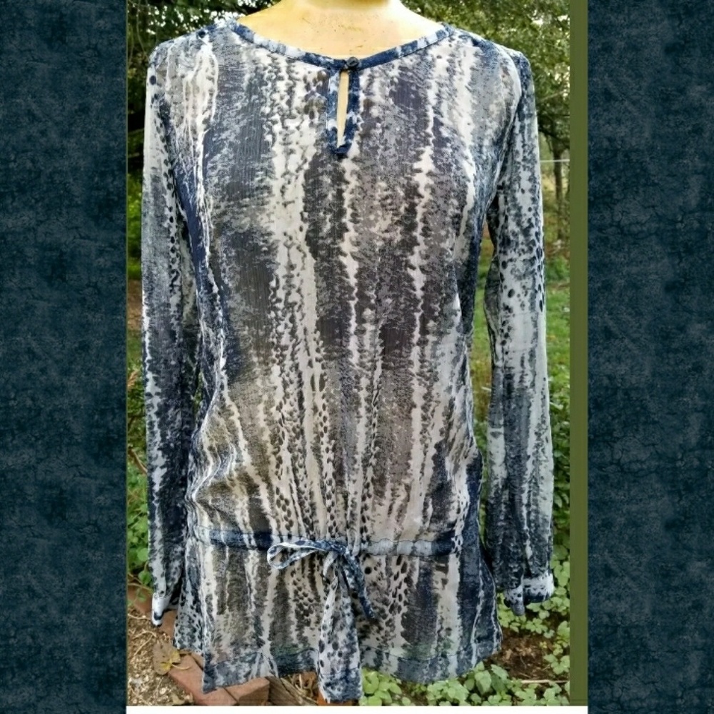 NTS NOT the same EURO brand sheer Gauzy Printed Tunic Top boho Sz 38